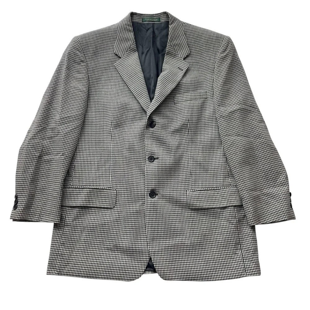 Bachrach Suit Blazer Jacket Sport Coat Black White Size 42R Wool Check Office